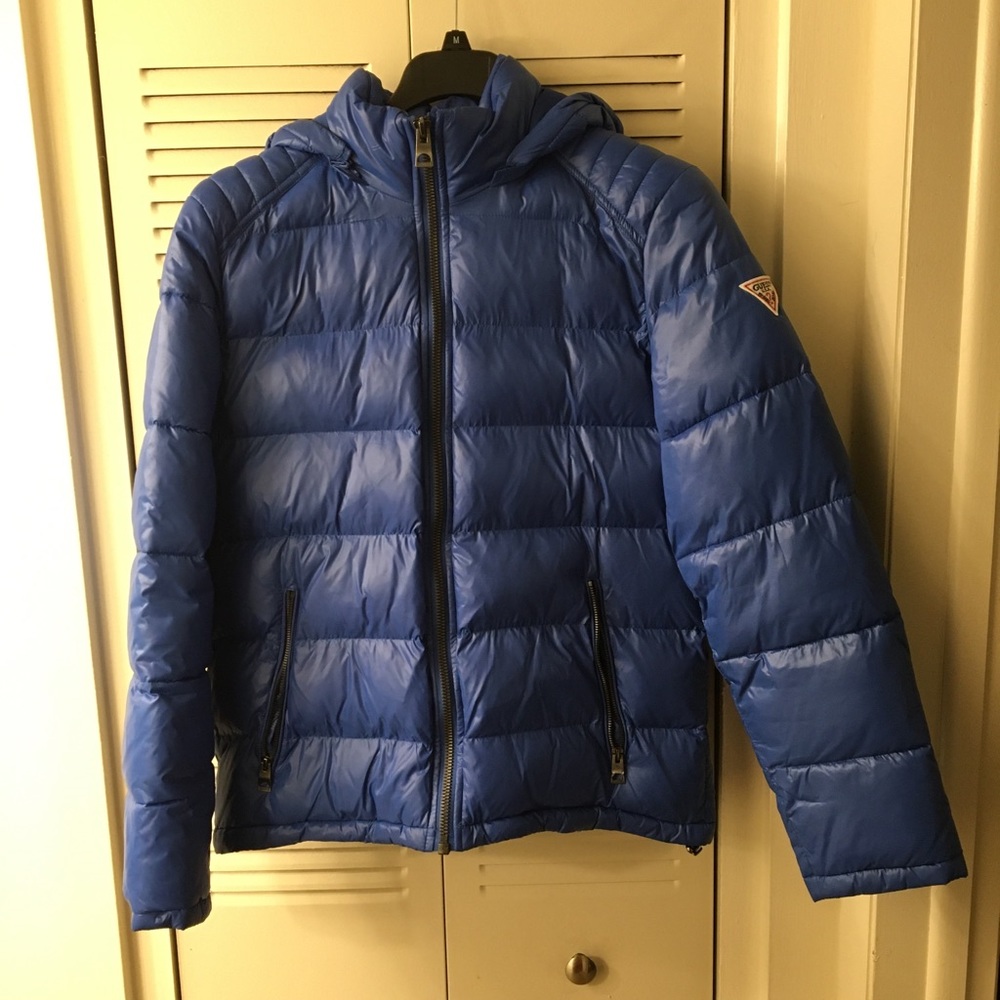 Men’s Guess Bubble Coat sz. M Blue Puffer Jacket